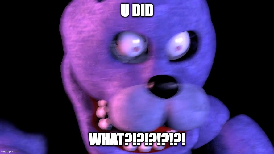 Angry Bonnie | U DID; WHAT?!?!?!?!?! | image tagged in angry bonnie | made w/ Imgflip meme maker