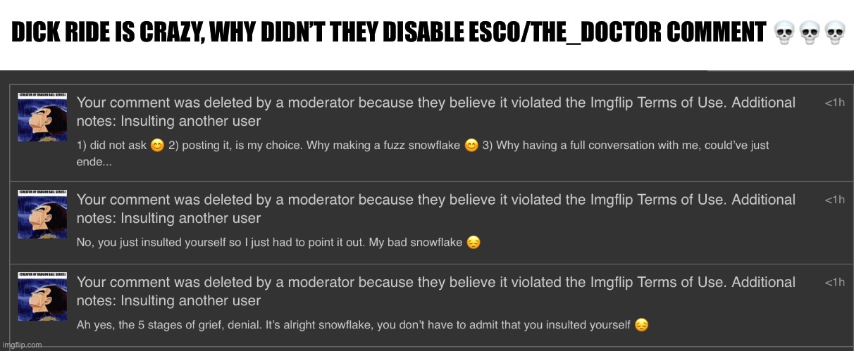 It was in the fun stream, I wonder which site mod | DICK RIDE IS CRAZY, WHY DIDN’T THEY DISABLE ESCO/THE_DOCTOR COMMENT 💀💀💀 | made w/ Imgflip meme maker