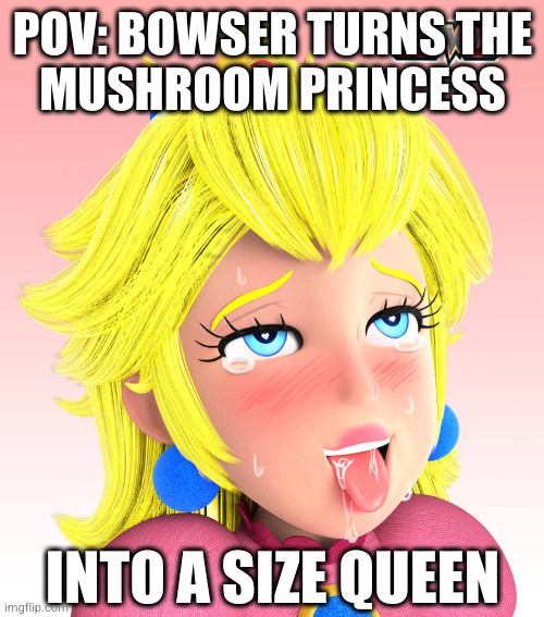 Sorry Mario but the princess is riding another cock | POV: BOWSER TURNS THE
MUSHROOM PRINCESS; INTO A SIZE QUEEN | made w/ Imgflip meme maker