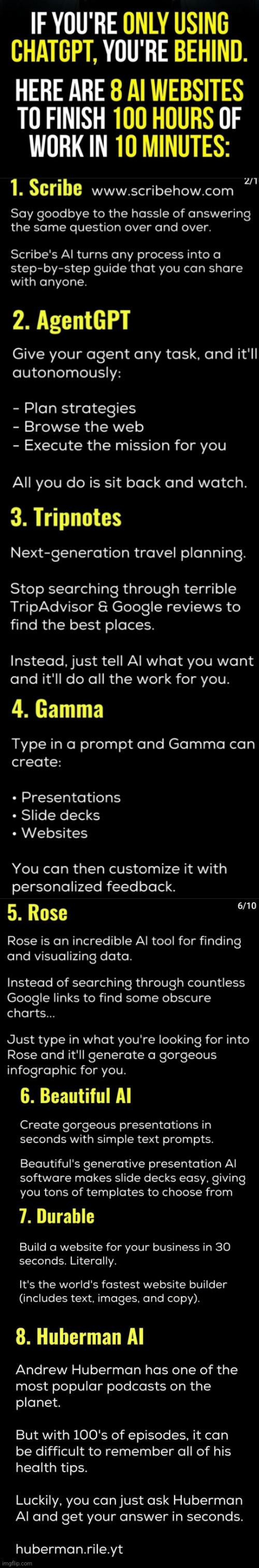8 A.I. Websites To Do 100 Hours Of Work In 10 Minutes :> | image tagged in simothefinlandized,artificial intelligence,websites,work,school,infographics | made w/ Imgflip meme maker