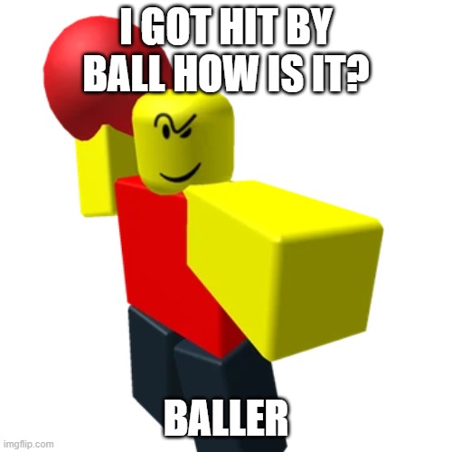 SCHOOL BALLER | I GOT HIT BY BALL HOW IS IT? BALLER | image tagged in ball,roblox | made w/ Imgflip meme maker