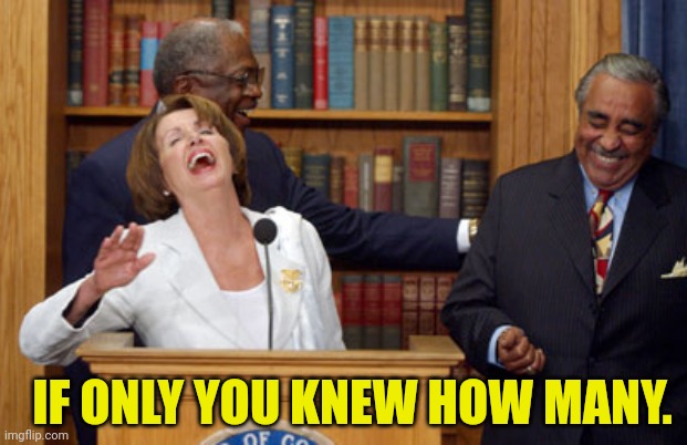 Nancy Pelosi Laughing | IF ONLY YOU KNEW HOW MANY. | image tagged in nancy pelosi laughing | made w/ Imgflip meme maker