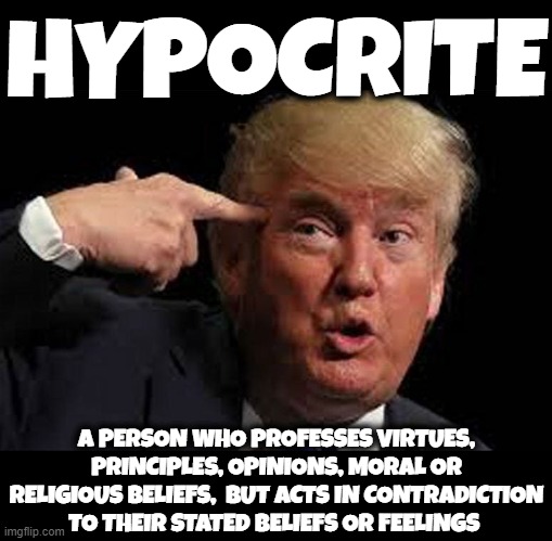 HYPOCRITE | HYPOCRITE; A PERSON WHO PROFESSES VIRTUES, PRINCIPLES, OPINIONS, MORAL OR RELIGIOUS BELIEFS,  BUT ACTS IN CONTRADICTION TO THEIR STATED BELIEFS OR FEELINGS | image tagged in hypocrite,contradiction,impostor,pretender,phoney,liar | made w/ Imgflip meme maker