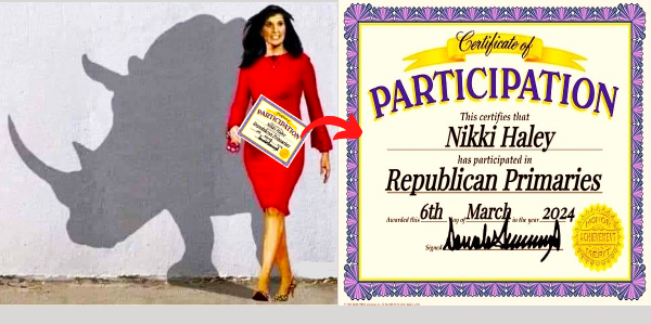 High Quality rino nikki haley gets a participation certificate Blank Meme Template