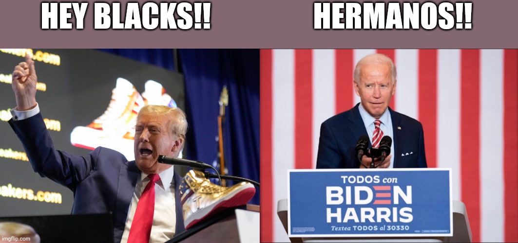 Who wore it better? Hey Latinos!! Music! Hey blacks!! My sneaks & my crime! Relate!! | HEY BLACKS!! HERMANOS!! | image tagged in common ground,two paths,hilarious | made w/ Imgflip meme maker