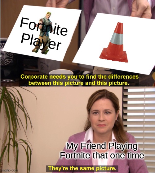 This actually happened | Fortnite Player; My Friend Playing Fortnite that one time | image tagged in memes,they're the same picture | made w/ Imgflip meme maker