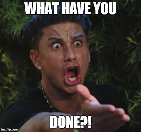 DJ Pauly D | WHAT HAVE YOU DONE?! | image tagged in memes,dj pauly d | made w/ Imgflip meme maker