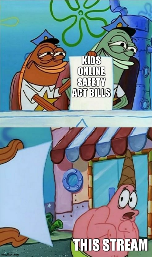 patrick scared | KIDS ONLINE SAFETY ACT BILLS THIS STREAM | image tagged in patrick scared | made w/ Imgflip meme maker