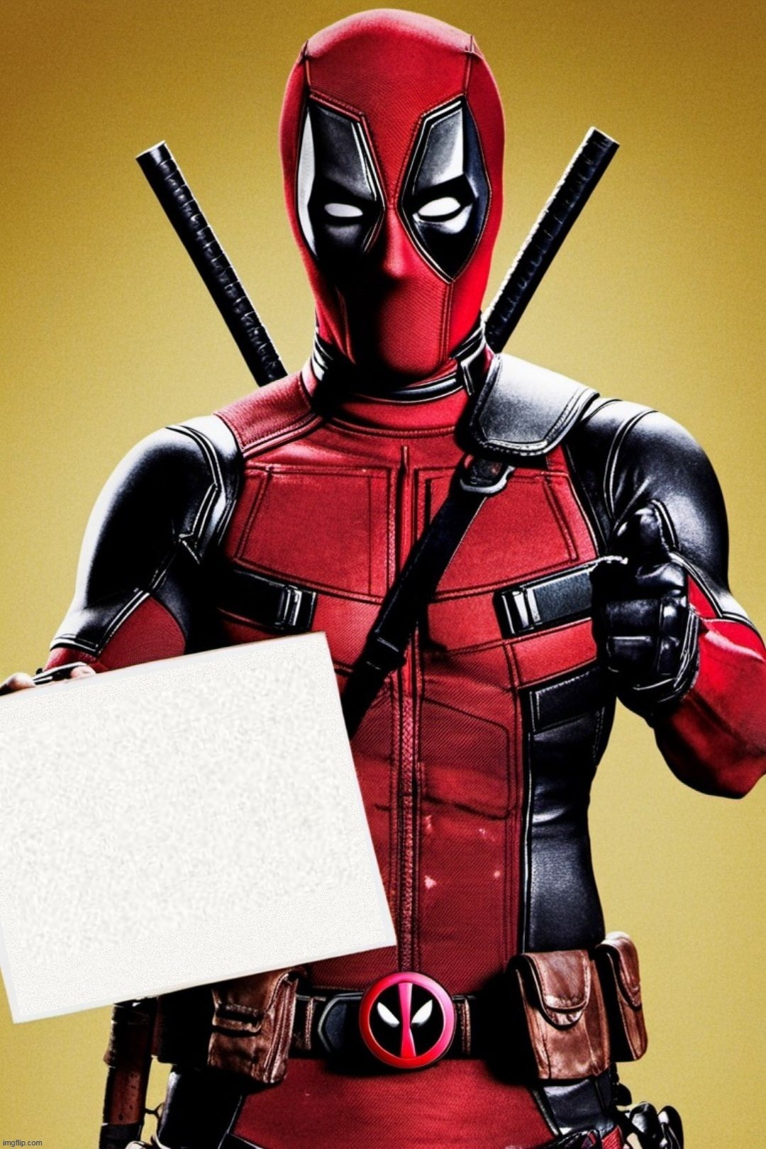 deadpool blank sign | image tagged in deadpool | made w/ Imgflip meme maker