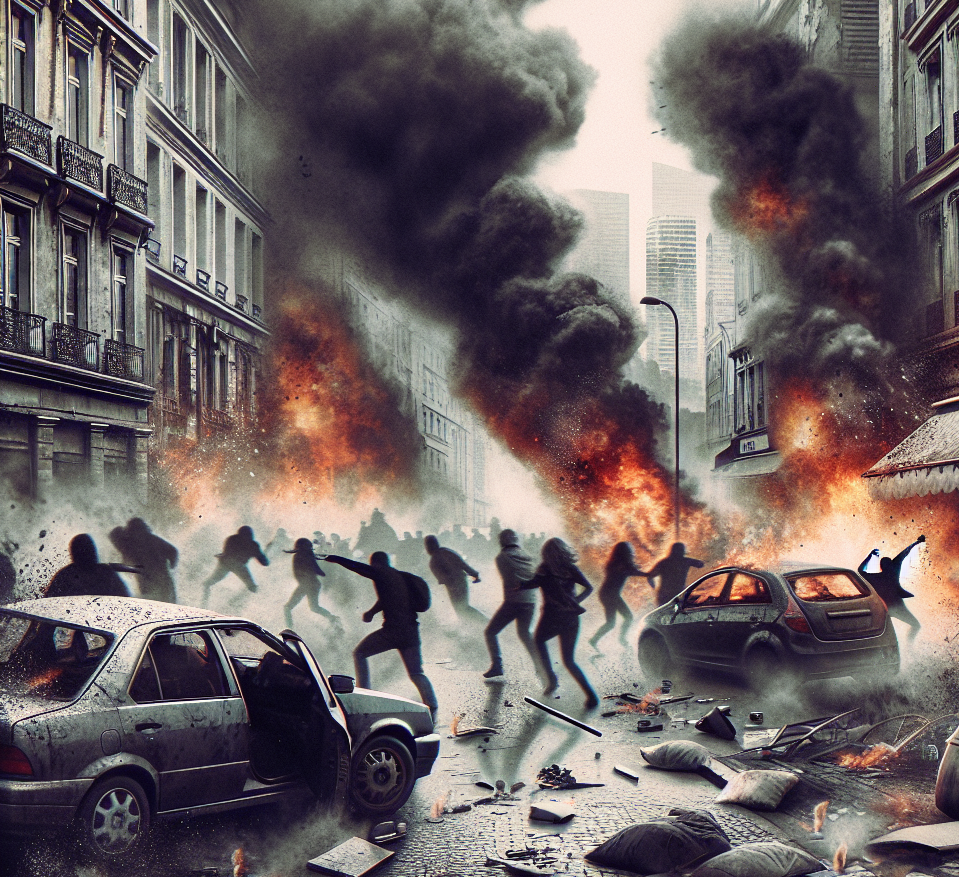 Mob burning buildings, looting stores, turn cars over Blank Meme Template