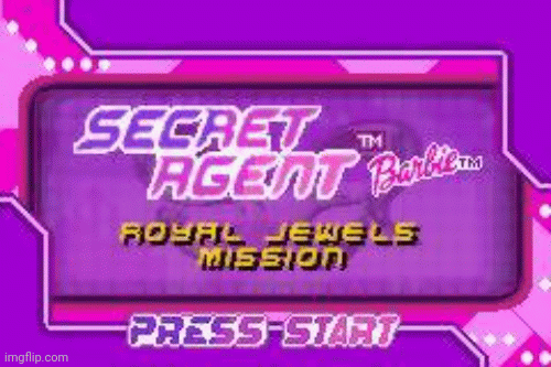Secret Agent Barbie title screen | image tagged in gifs,gaming | made w/ Imgflip images-to-gif maker