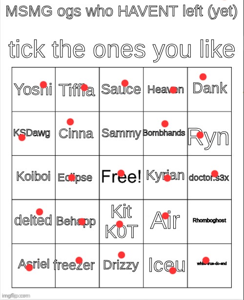 msmg ogs who havent left updated bingo | image tagged in msmg ogs who havent left updated bingo | made w/ Imgflip meme maker