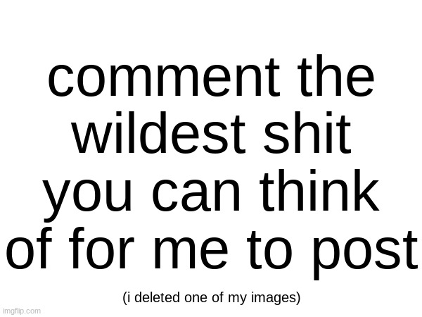 comment the wildest shit you can think of for me to post; (i deleted one of my images) | made w/ Imgflip meme maker