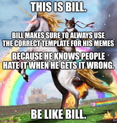 Totally unironic ik | THIS IS BILL. BILL MAKES SURE TO ALWAYS USE THE CORRECT TEMPLATE FOR HIS MEMES; BECAUSE HE KNOWS PEOPLE HATE IT WHEN HE GETS IT WRONG. BE LIKE BILL. | image tagged in memes,welcome to the internets | made w/ Imgflip meme maker