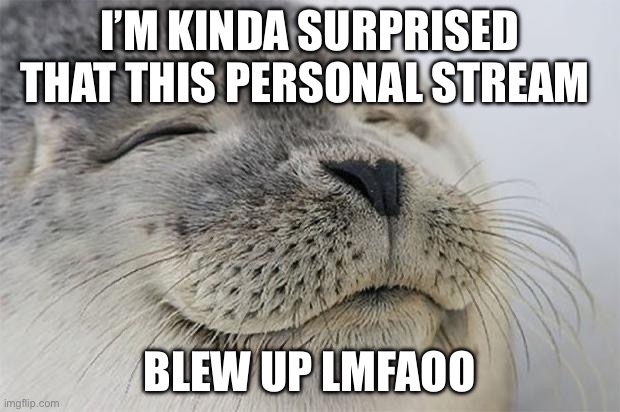 Womp womp | I’M KINDA SURPRISED THAT THIS PERSONAL STREAM; BLEW UP LMFAOO | image tagged in memes,satisfied seal | made w/ Imgflip meme maker
