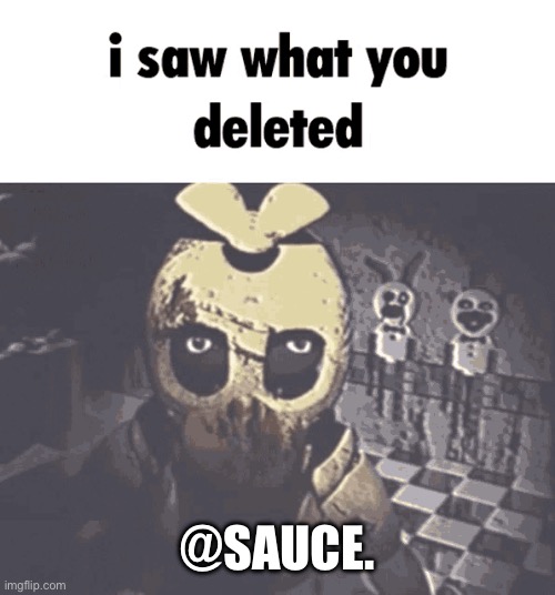 i saw what you deleted | @SAUCE. | image tagged in i saw what you deleted | made w/ Imgflip meme maker