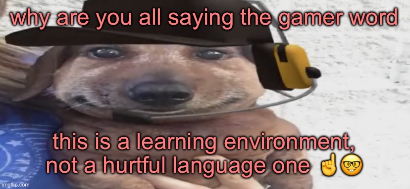 chucklenuts | why are you all saying the gamer word; this is a learning environment, not a hurtful language one ☝️🤓 | image tagged in chucklenuts | made w/ Imgflip meme maker