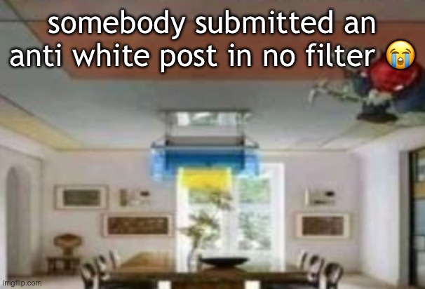 in the ceiling | somebody submitted an anti white post in no filter 😭 | image tagged in in the ceiling | made w/ Imgflip meme maker