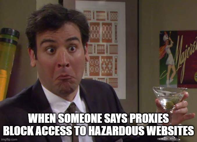 Impressive Ted Mosby  | WHEN SOMEONE SAYS PROXIES BLOCK ACCESS TO HAZARDOUS WEBSITES | image tagged in impressive ted mosby | made w/ Imgflip meme maker