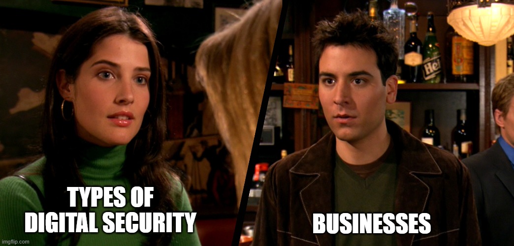 how i met your mother | BUSINESSES; TYPES OF DIGITAL SECURITY | image tagged in how i met your mother | made w/ Imgflip meme maker