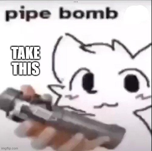 Pipe Bomb | TAKE THIS | image tagged in pipe bomb | made w/ Imgflip meme maker