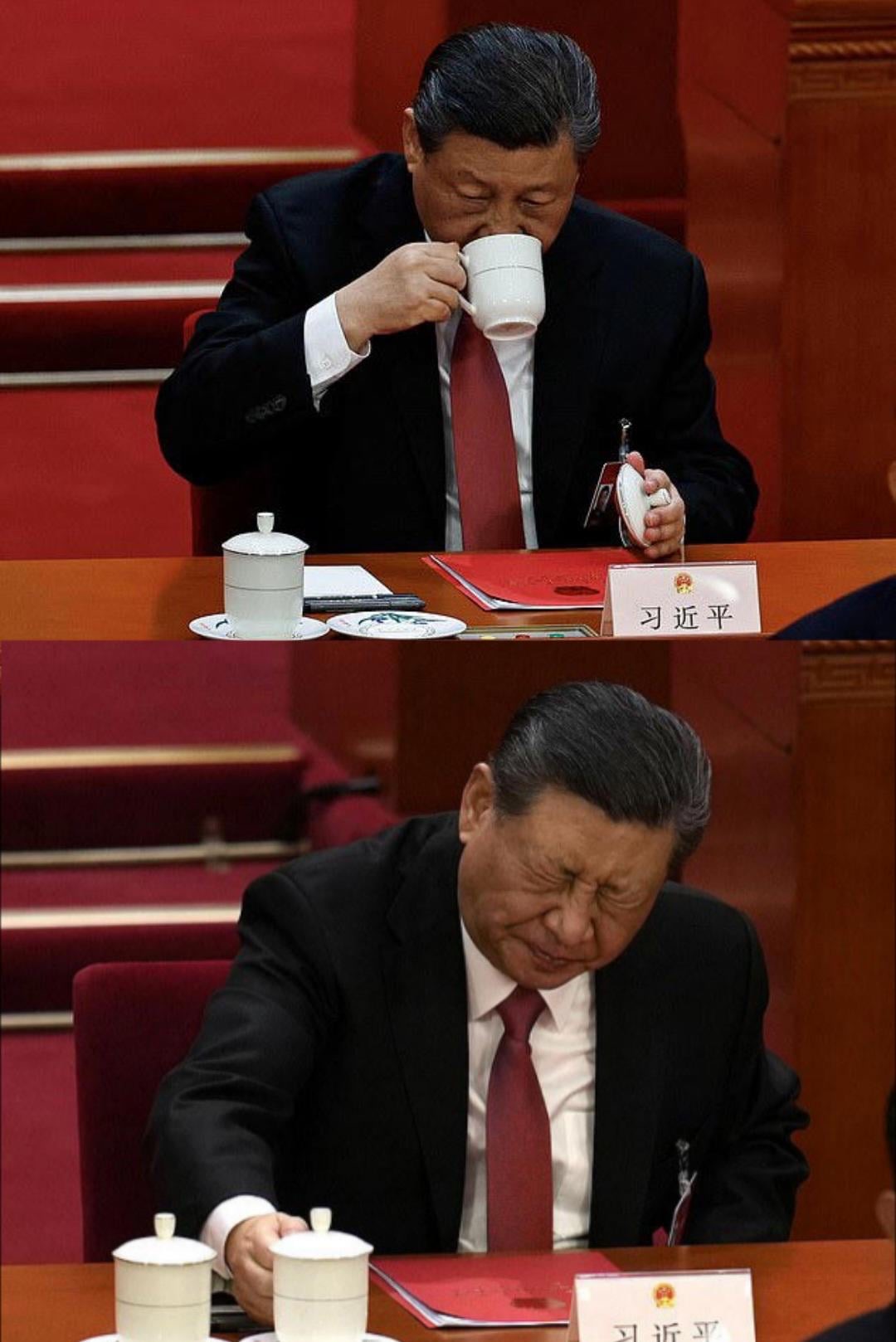 Xi Jinping Drinking Tea Blank Meme Template