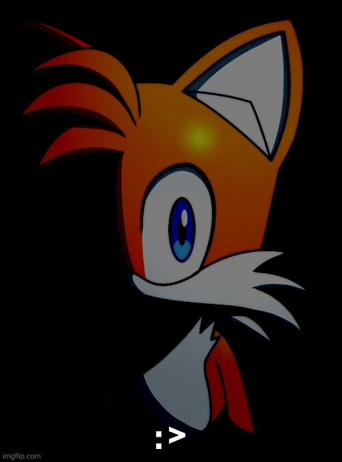 Tails stare | : > | image tagged in tails stare | made w/ Imgflip meme maker