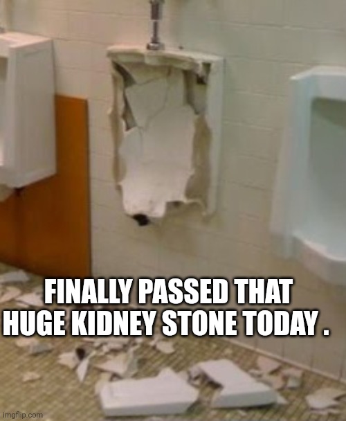 kidney stone | FINALLY PASSED THAT HUGE KIDNEY STONE TODAY . | image tagged in funny memes | made w/ Imgflip meme maker