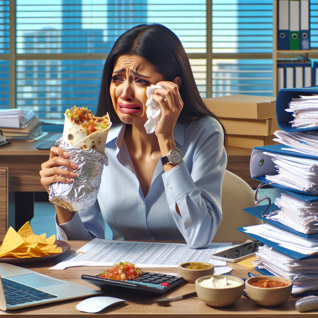 Accountant eating mexican food and crying Blank Meme Template