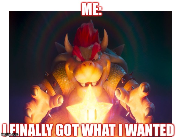 bowser | ME:; I FINALLY GOT WHAT I WANTED | image tagged in funny memes | made w/ Imgflip meme maker