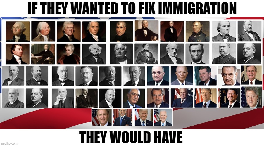 THEY DON'T WANT TO FIX IT | IF THEY WANTED TO FIX IMMIGRATION; THEY WOULD HAVE | image tagged in immigration,border,migrant,refugees,political,rhetoric | made w/ Imgflip meme maker