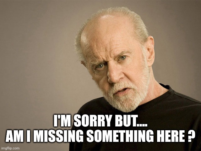 political correctness carlin | I'M SORRY BUT....
AM I MISSING SOMETHING HERE ? | image tagged in political correctness carlin | made w/ Imgflip meme maker