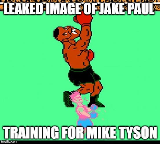 LEAKED IMAGE OF JAKE PAUL; TRAINING FOR MIKE TYSON | image tagged in mike tyson | made w/ Imgflip meme maker
