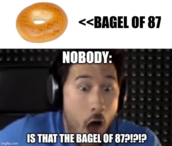 Bagel of 87 | <<BAGEL OF 87; NOBODY:; IS THAT THE BAGEL OF 87?!?!? | image tagged in was that the bite of '87,food memes,jpfan102504 | made w/ Imgflip meme maker