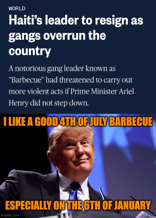 It's okay when you're white. | I LIKE A GOOD 4TH OF JULY BARBECUE; ESPECIALLY ON THE 6TH OF JANUARY | image tagged in trump,treason,law and order,haiti | made w/ Imgflip meme maker
