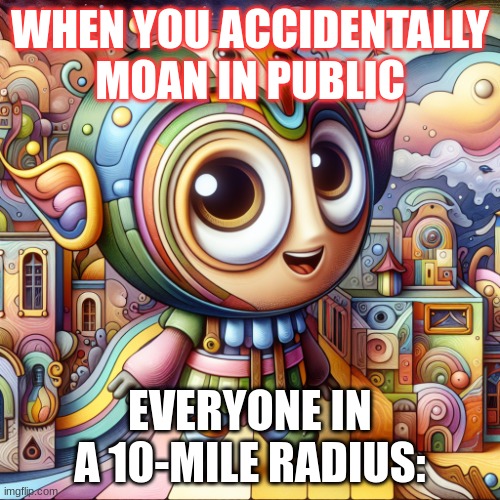 Gytat | WHEN YOU ACCIDENTALLY MOAN IN PUBLIC; EVERYONE IN A 10-MILE RADIUS: | image tagged in gytat | made w/ Imgflip meme maker