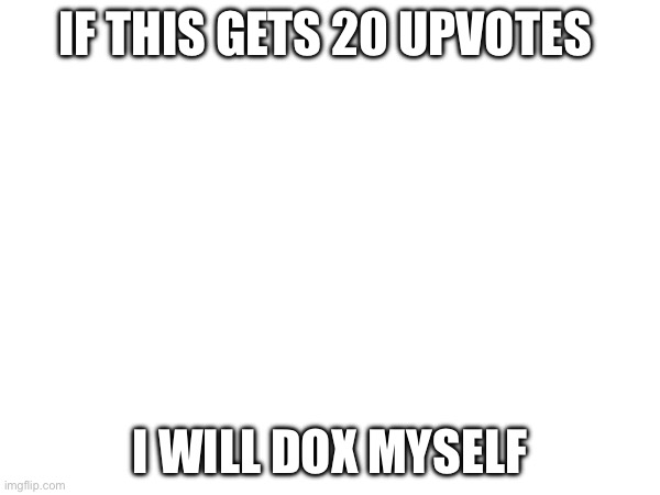 IF THIS GETS 20 UPVOTES; I WILL DOX MYSELF | made w/ Imgflip meme maker