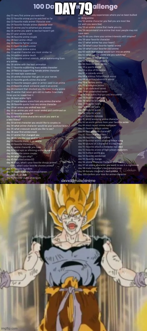 Day 79: Goku's anime-only Super Saiyan Speech | DAY 79 | image tagged in 100 day anime challenge | made w/ Imgflip meme maker