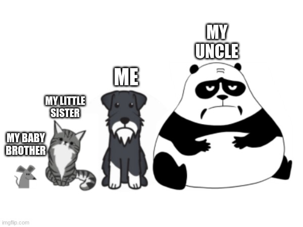 chungis made all over again | MY UNCLE; ME; MY LITTLE SISTER; MY BABY BROTHER | image tagged in funny memes | made w/ Imgflip meme maker