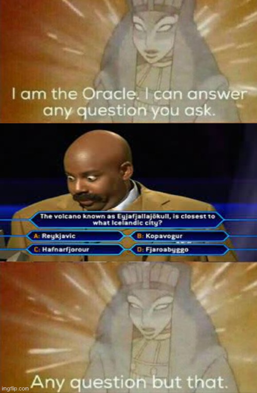 What is Eyjafjallajokull? | image tagged in i am the oracle | made w/ Imgflip meme maker