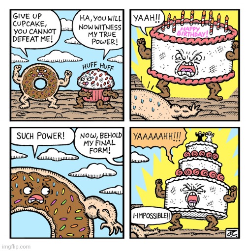 Donut vs Cake | image tagged in birthday cake,donut,cupcake,cake,comics,comics/cartoons | made w/ Imgflip meme maker