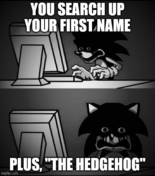 Carly the hedgehog | YOU SEARCH UP YOUR FIRST NAME; PLUS, "THE HEDGEHOG" | image tagged in sonic dark memes | made w/ Imgflip meme maker