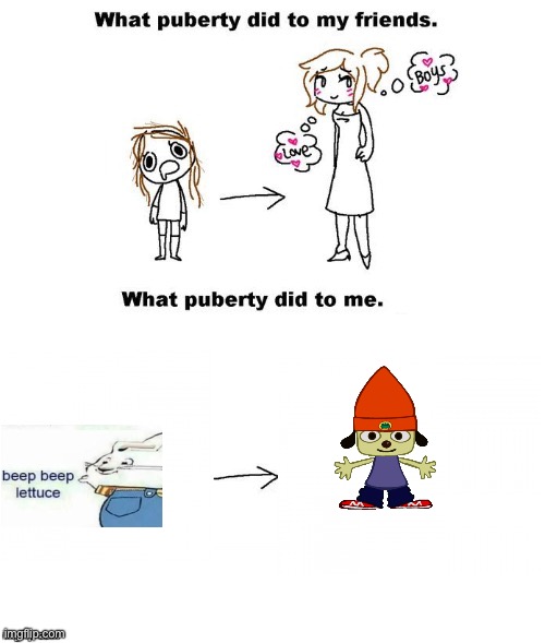 What puberty did to me  | image tagged in what puberty did to me,beep beep lettuce,parappa png | made w/ Imgflip meme maker