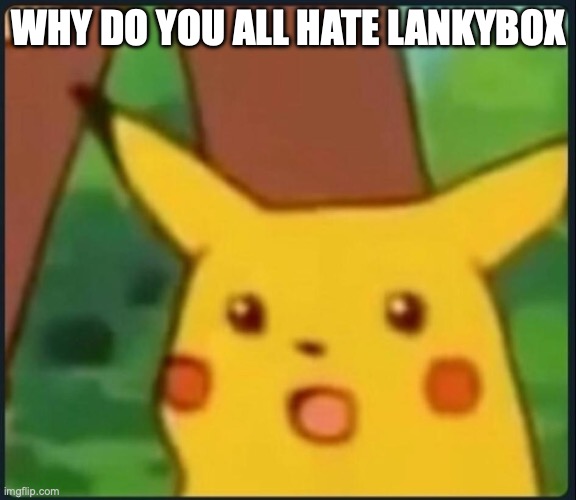 Surprised Pikachu | WHY DO YOU ALL HATE LANKYBOX | image tagged in surprised pikachu | made w/ Imgflip meme maker