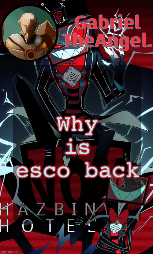 Vox Cat Temp | Why is esco back | image tagged in vox cat temp | made w/ Imgflip meme maker