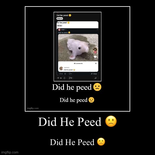 Did He Peed ? | Did He Peed ? | image tagged in funny,demotivationals | made w/ Imgflip demotivational maker
