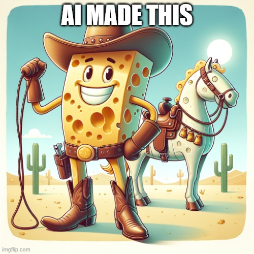 cowboy chesse | AI MADE THIS | image tagged in cowboy chesse | made w/ Imgflip meme maker