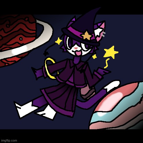 some space witch cat (drawn by me) | image tagged in witch,cat | made w/ Imgflip meme maker
