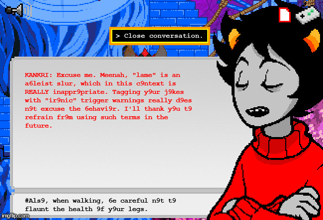 i hope kankri dies again | made w/ Imgflip meme maker