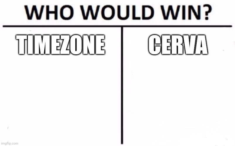 Who Would Win? | TIMEZONE; CERVA | image tagged in memes,who would win | made w/ Imgflip meme maker